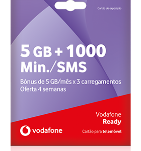 Cartão Vodafone Ready 5GB + 1000 Min.SMS